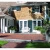 architect Weston MA,exterior makeover, shingle style,front entry,patio with french doors